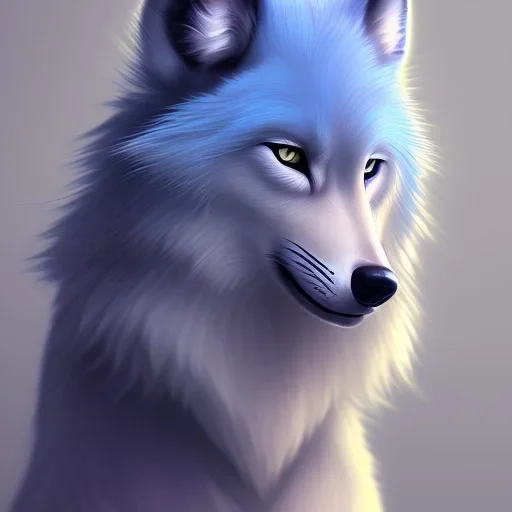 wolf furry digital art cute blue hair only face