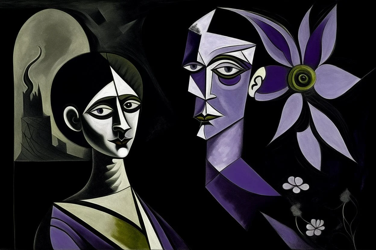 A blackish purple empire in the shadow realm painted by Pablo Picasso