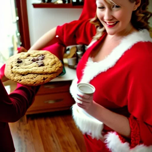 gorgeous, amorous Ms. Claus bringing me cookies