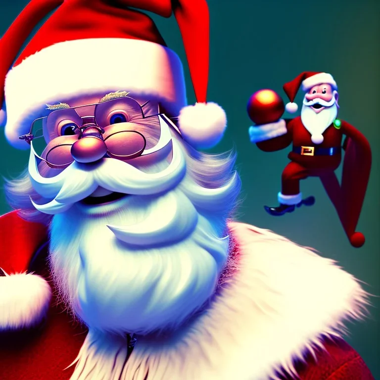  octane render, 8k, high detail, Santa , portrait, jolly, happy, laughing