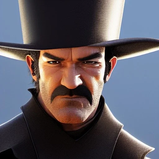 antonio banderas as zorro, illumination, brilliant coloring, smooth, sharp focus, crispy quality, vray; Pixar, Disney, Artstation; HD, HDR, SF, CGSociety, 16k, photorealistic, unreal engine