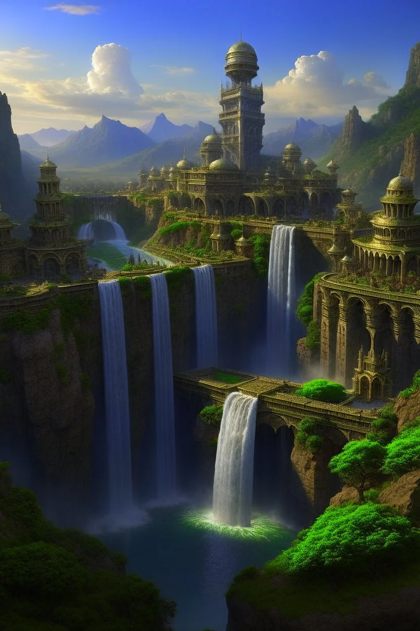 The Cascades are the name of a huge city built into the hills of the Eternal Spires, the largest mountain range in the world. It is controlled by 3 large factions. There is a massive waterfall cascading through the entire city to a large pool in the middle of the town square near the Moon Temple