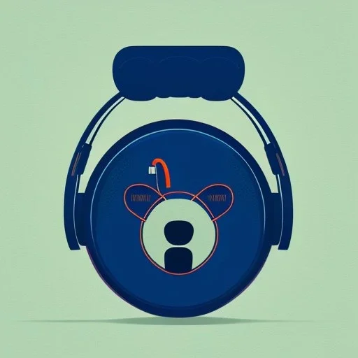 die cut sticker of cute cyber animal with headphones, 2D, flat illustration by bryen frost, cyberpunk, minimal, vector style