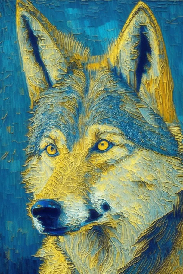 portrait of a wolf in van gogh style