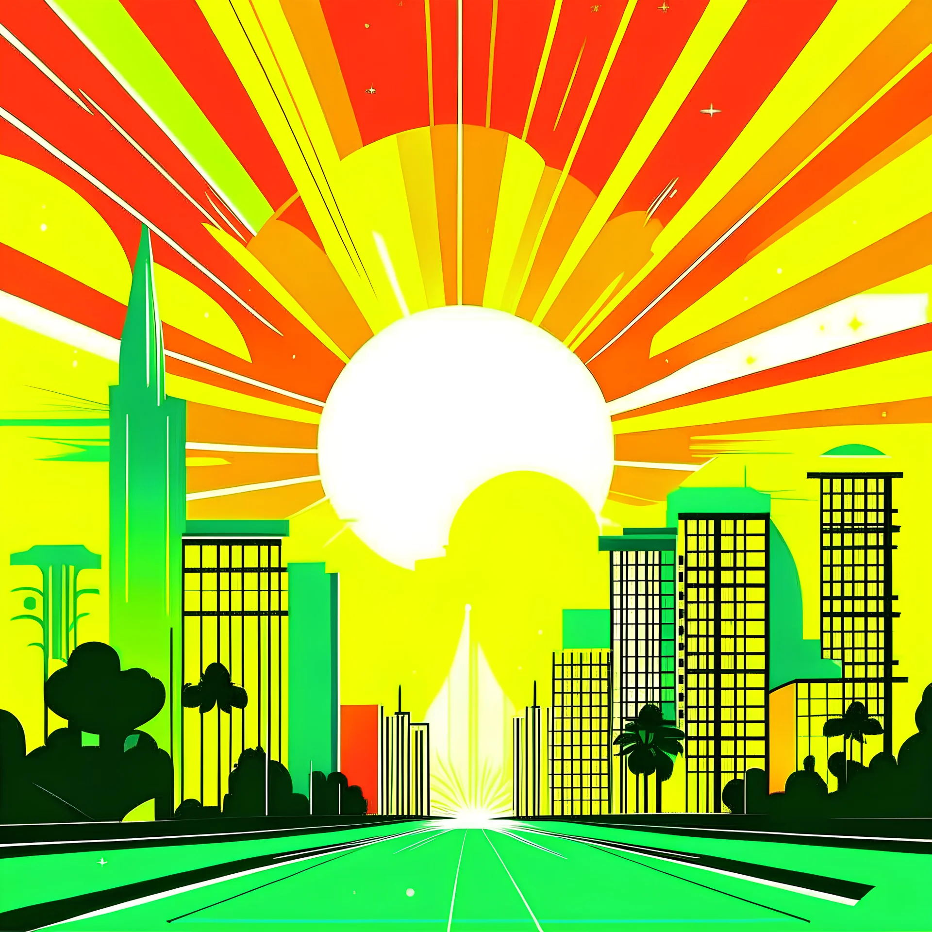 september sun it's a new day in a city of the sun , sytnhwave style, 80' vector