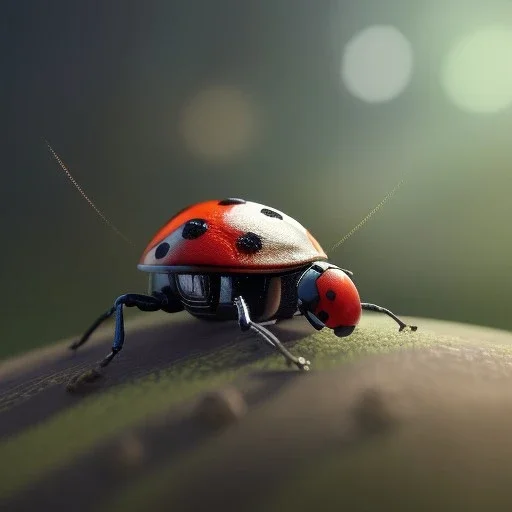 Ladybug robot, ultra realistic, ultra highly detailed, shiny, bokeh, smooth, studio quality, octane render, ambient lighting, polaroid,--ar 1:1 --v4