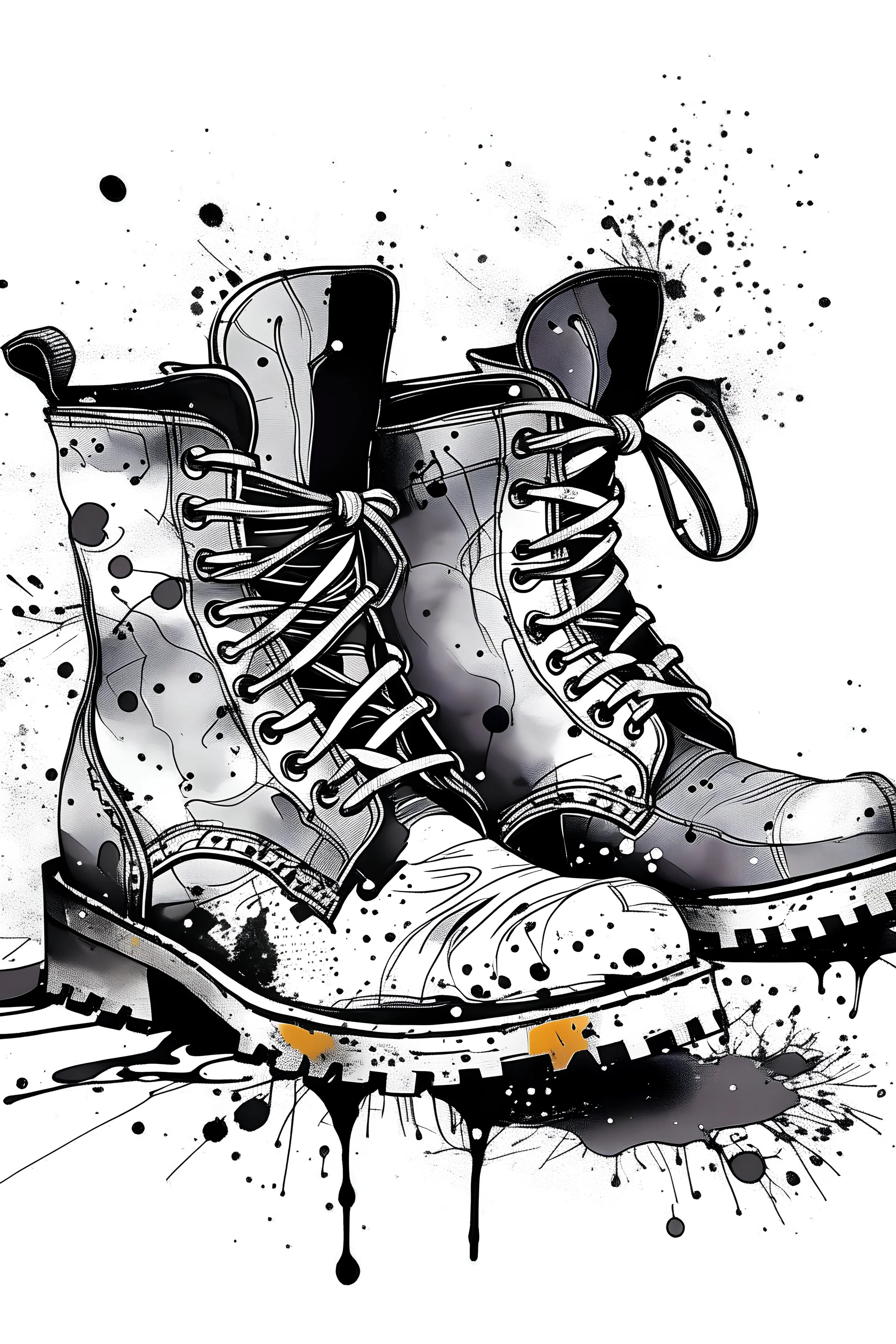 trekking boots ink splot