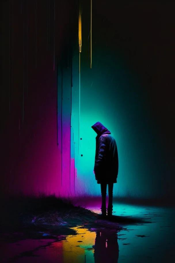 Visual representation of loneliness colourful darkness high definition deep