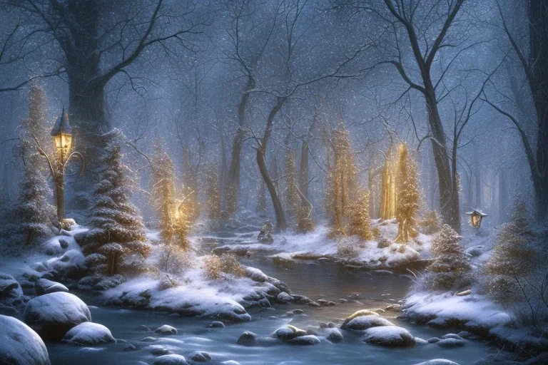 RIVER ROCK FOREST WINTER LANTERN