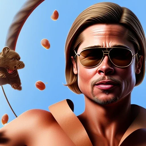 Brad pitt, monkey, beard, pyjamas, realisme,