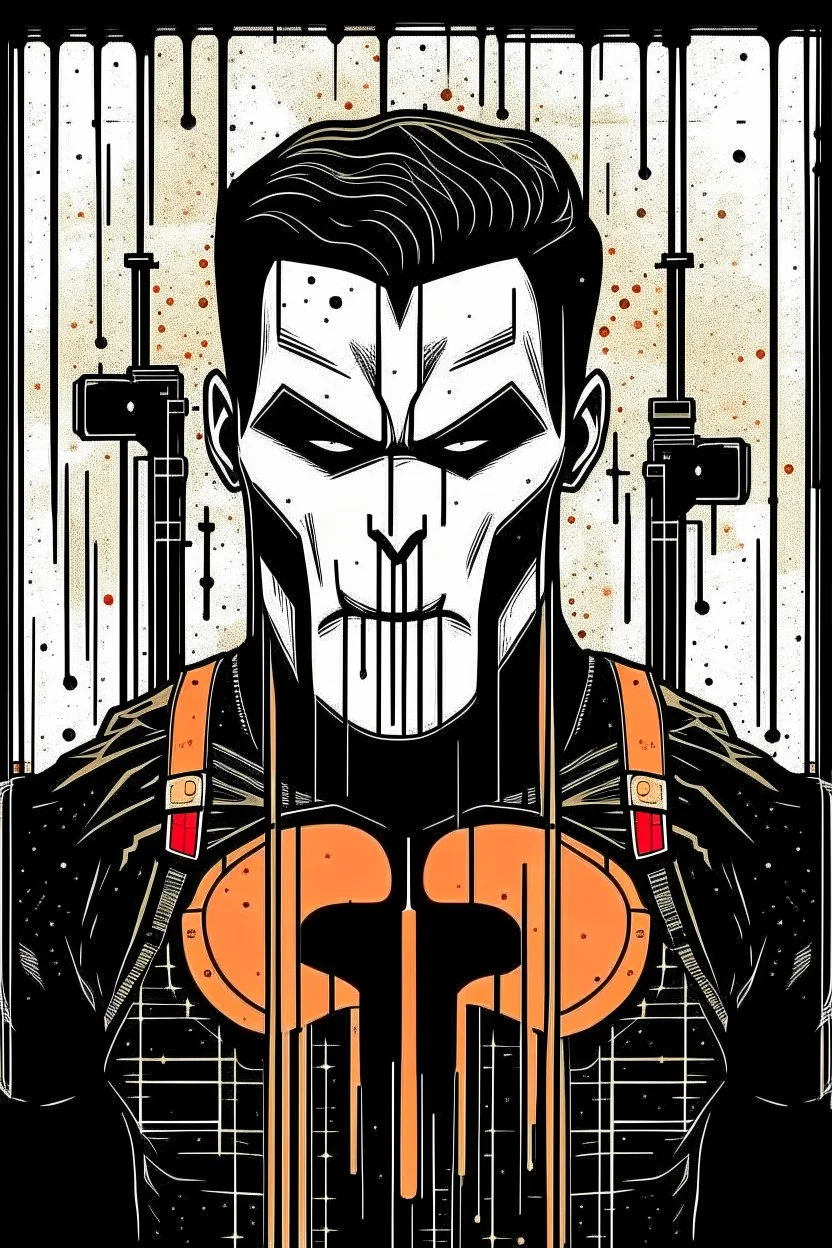 punisher sku;; in the style of Hiroshi Nagai