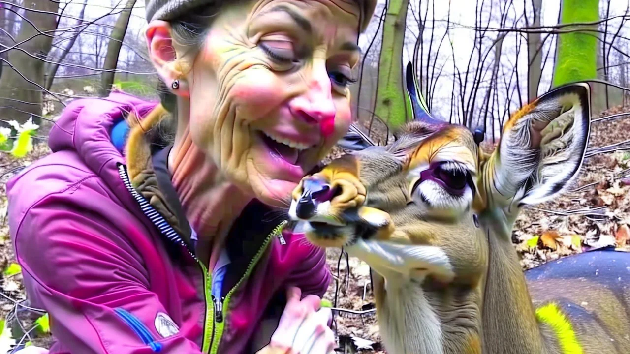 panicked lady tries to revive deer using CPR or Mouth to Mouth