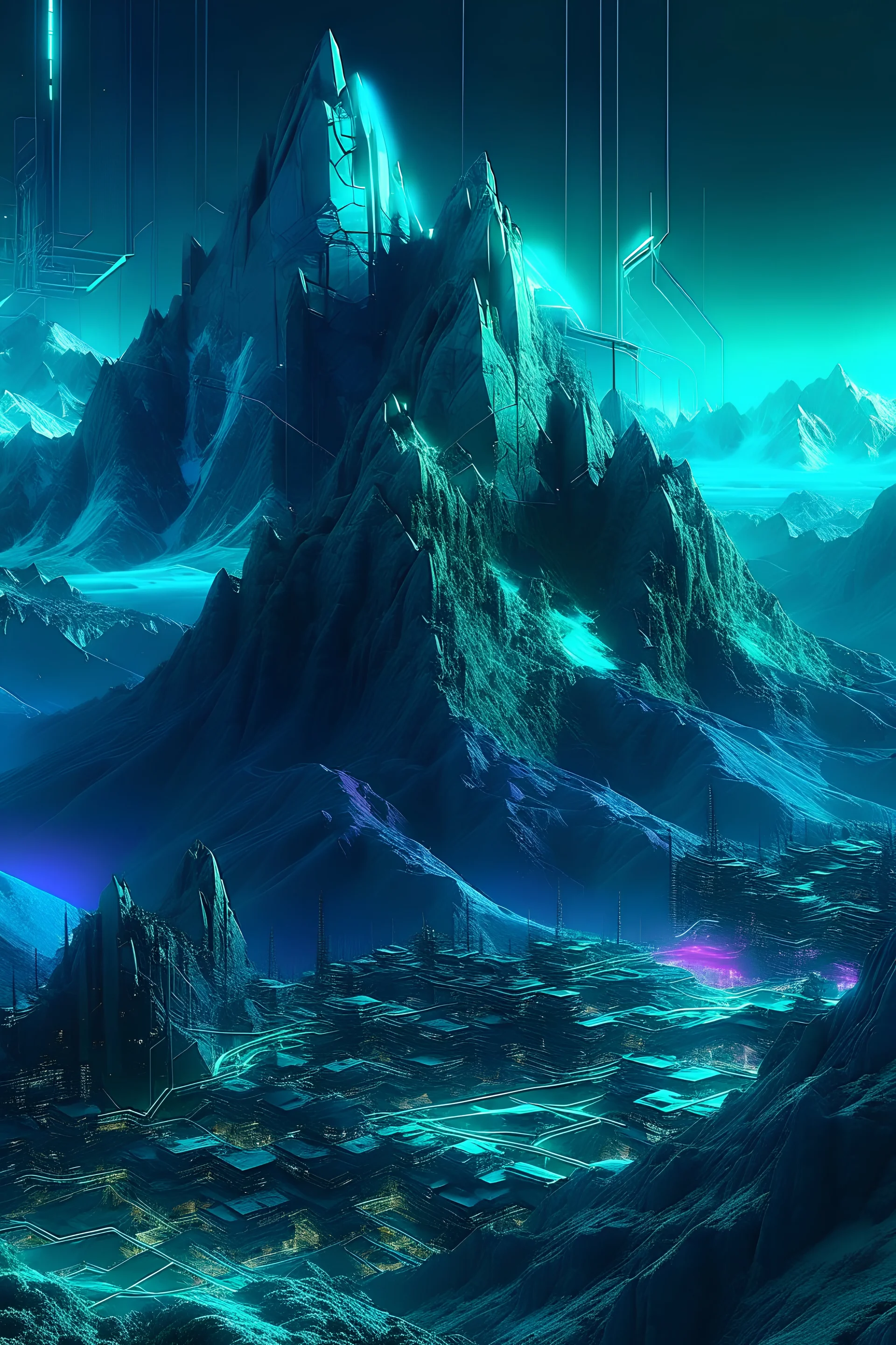 cyberpunk mountains