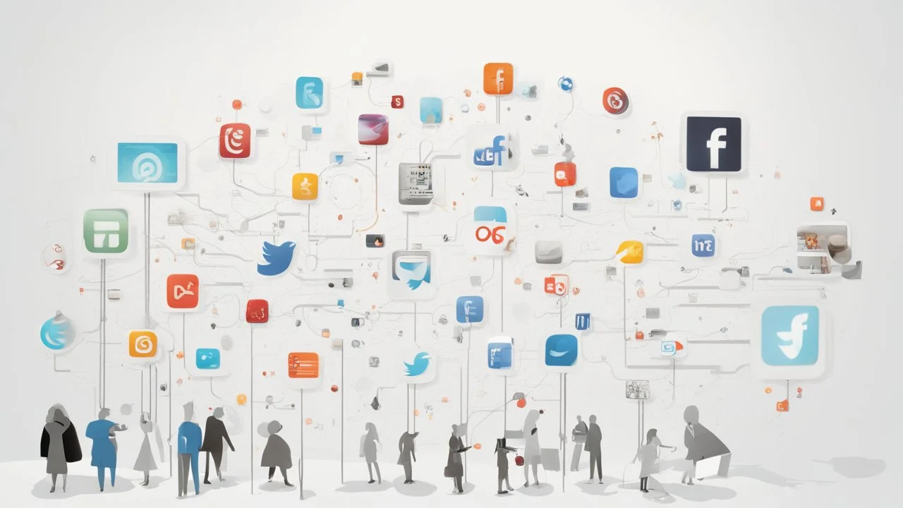 "The article's image visually encapsulates the intricate world of digital fame culture and the impact of social media on cultural interaction and learning. It embodies key symbols and elements of this culture, featuring social networks, digital icons, and the interconnected world. By directing the spotlight on these elements, the image aims to highlight the article's content, encouraging readers to pause and explore its ideas and analysis."