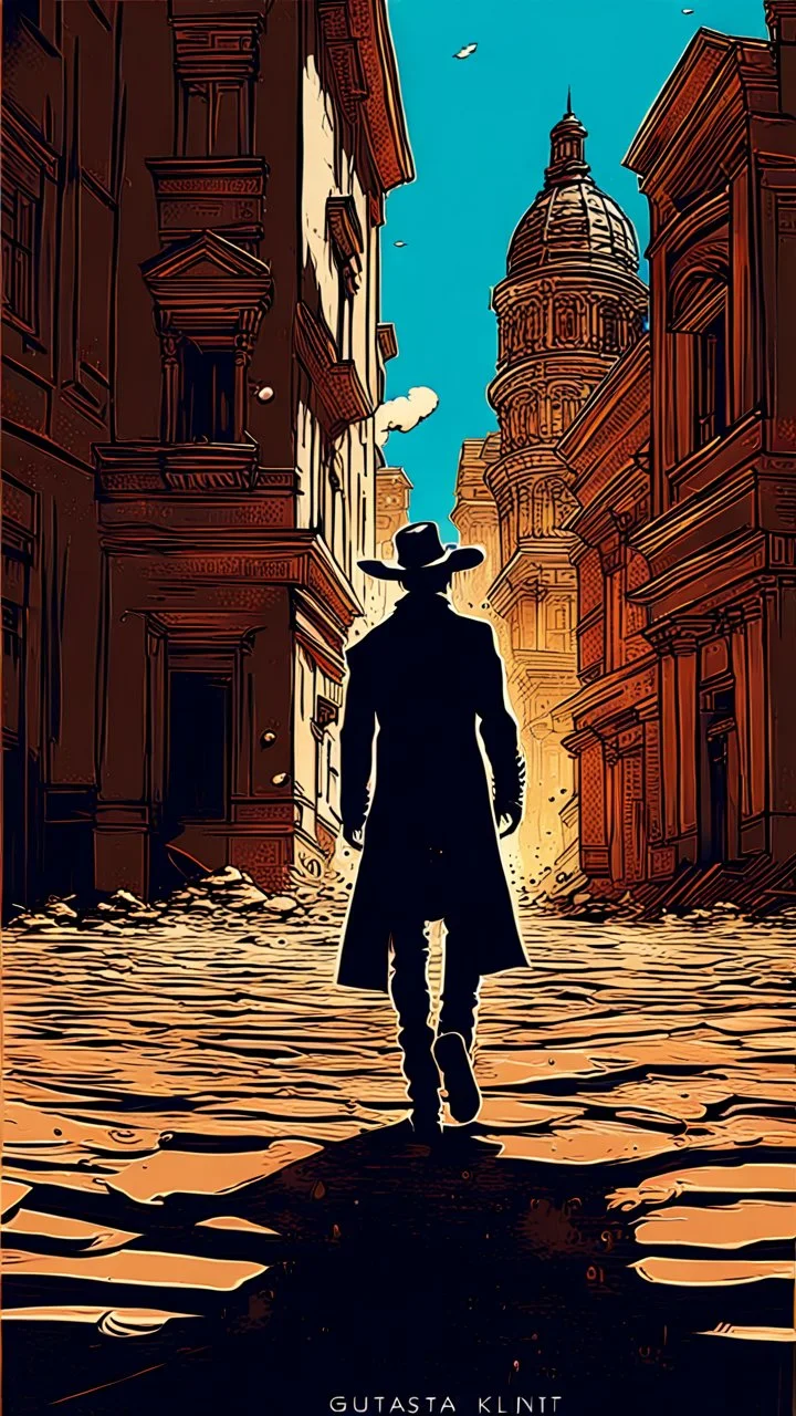 Old city ,minimalism, surreal beautiful fashion cowboy splash art explosion,minimalist surreal surrounding background,surreal lonely depth,deep soul spirit,fantasy surreal geometry,flat,utopia,album art,cover art,album cover,cinematic,8k,epic movie still,sharp focus,by Gustav Klimt,pascal blanche,rutkowski,repin,artstation hyperrealism painting concept art of detailed character,design matte painting,leaf