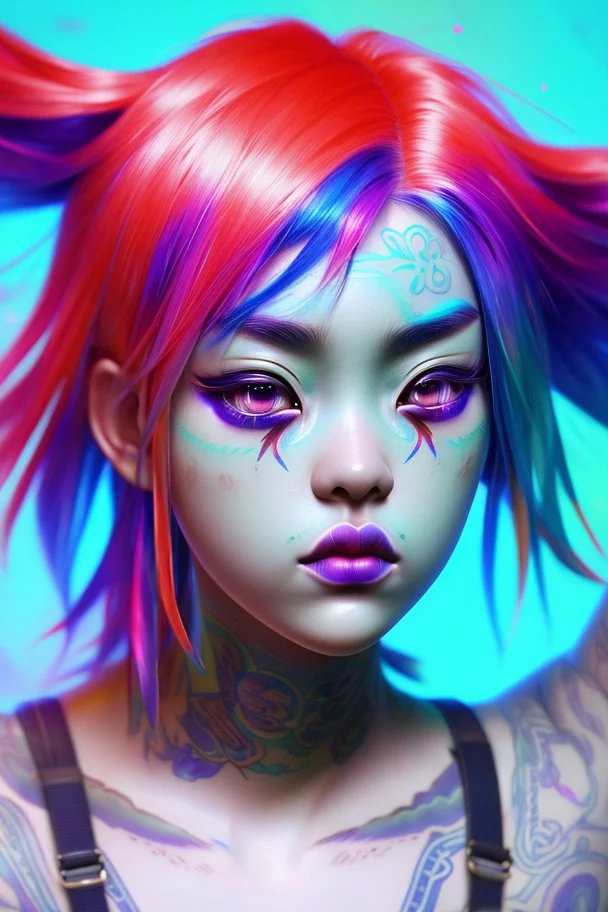 asian billie elish with rainbow hair, epic colour treatment, cinematic colour treatment, meticulously intricate perfectly symmetrical extremely detailed, pixiv daily ranking, pixiv, extreme depth of field, artstation, spectacular details, volumetric lighting, masterpiece, cinematic, Hollywood production, 8k resolution, high definition, max octane render, vivid colors, max resolution, max perfectionism, realistic composition, professional photography, unre