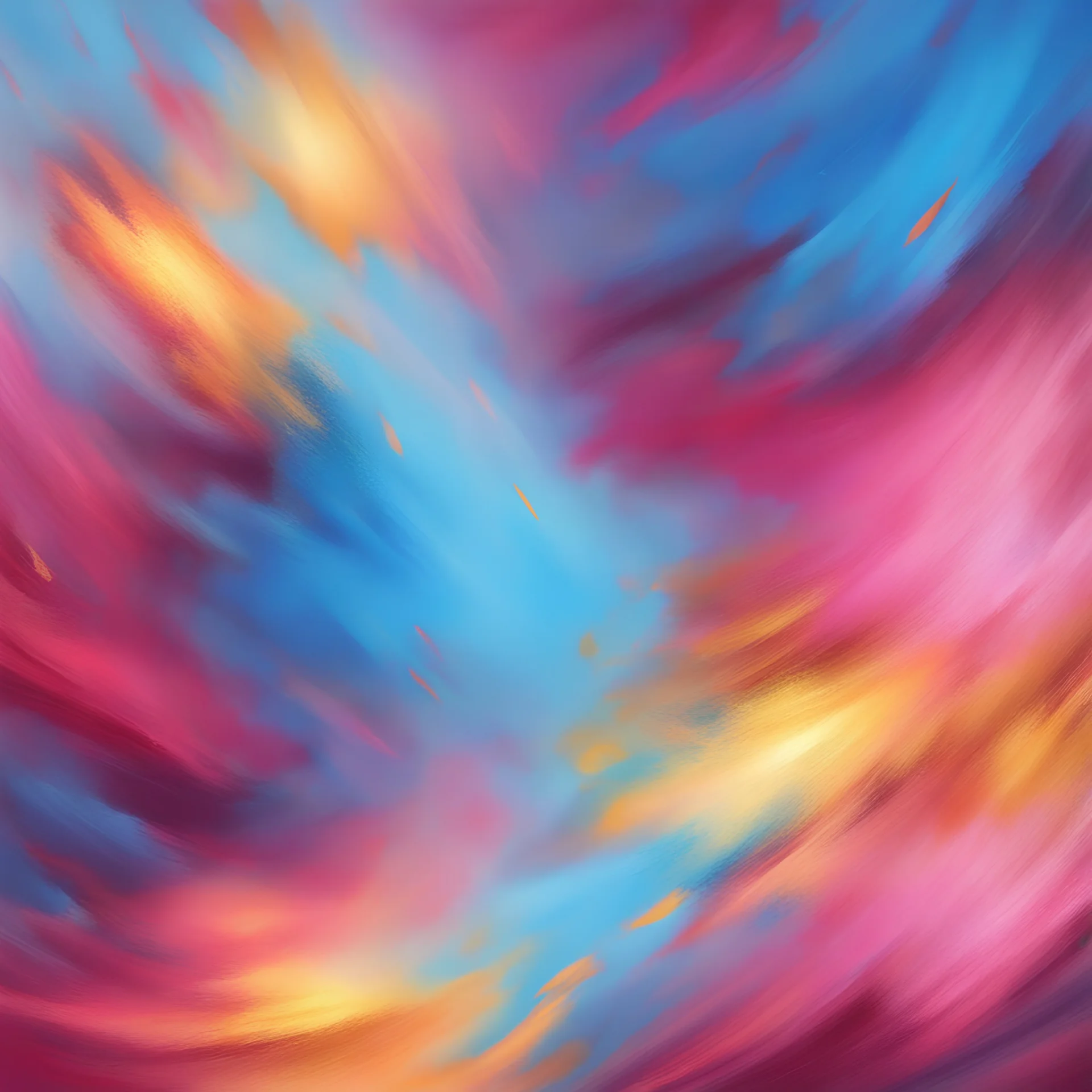 Hyper Realistic Sky-Blue, Pink, Golden, Maroon Multicolor Brush-Strokes with glowing-embers Background