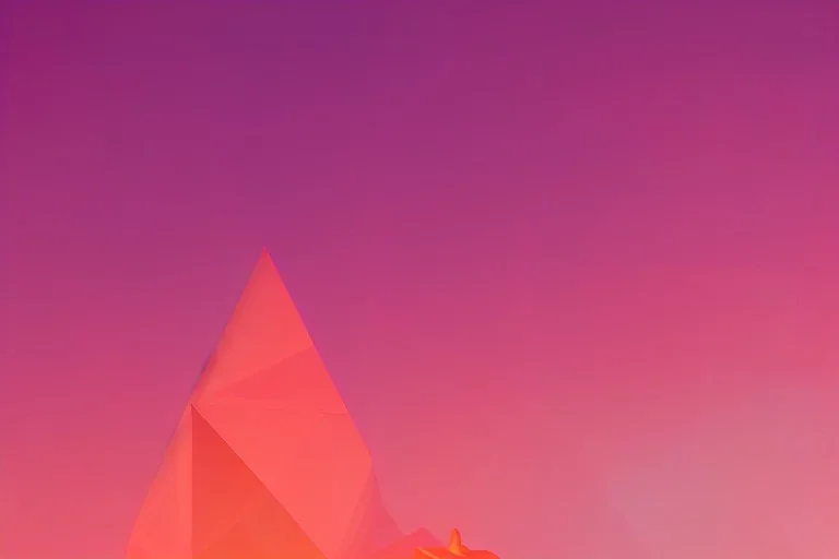 orange triangles, pink triangles, geometric details, sunrise, painting