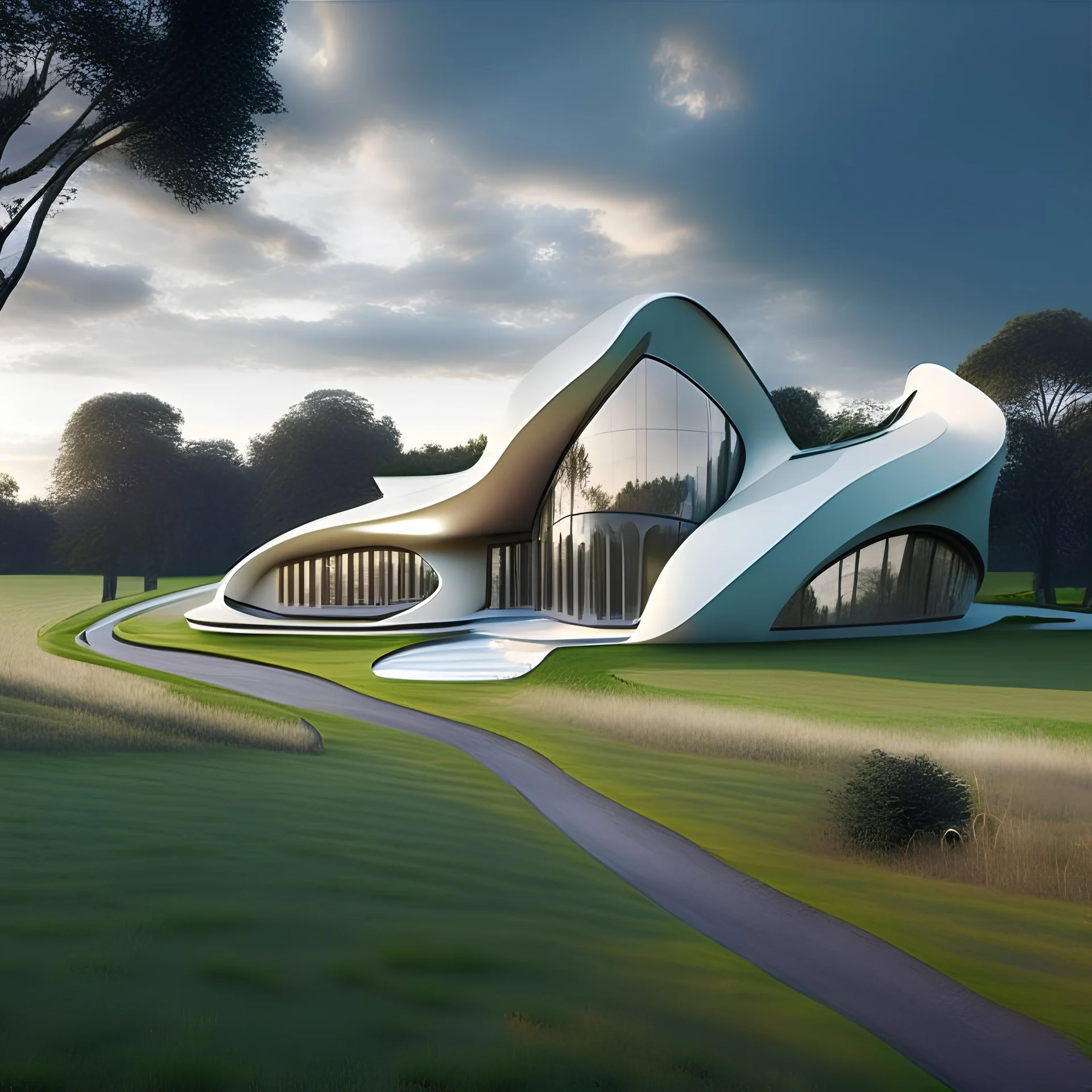 Perspectiva Casa campestre estilo Zaha Hadid