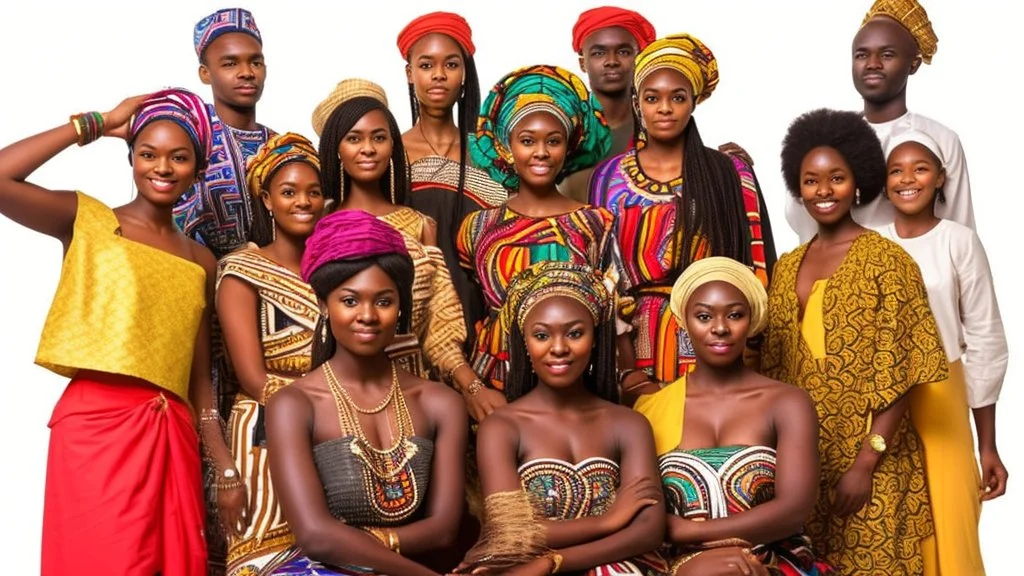 Nigerians from different ethnic and tribal groups posing for a picture dressed in the ethnic attire