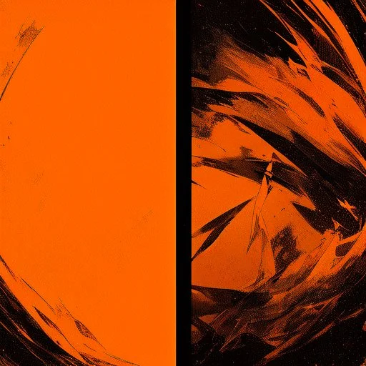 diffused cosmic conspiracies, abstract art, pinpoint light clusters, by Petros Afshar and Victor Pasmore, silkscreened mind-bending abstractist metal etching, asymmetric, cigarette burn textures, violent orange and black colors of differing hues, orange monocolor