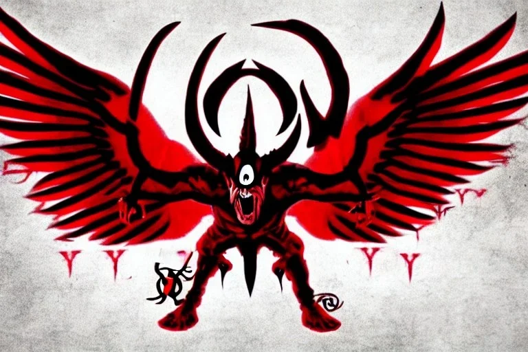 wings, freaky crazy evil eye with wings, laughing, flying, satan wings, dark, terror, horror