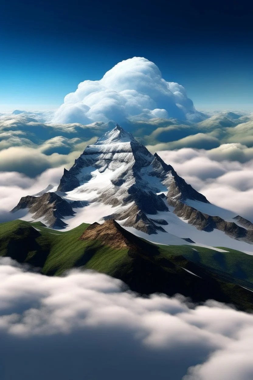 generate an image of clouds on the sky with mountain