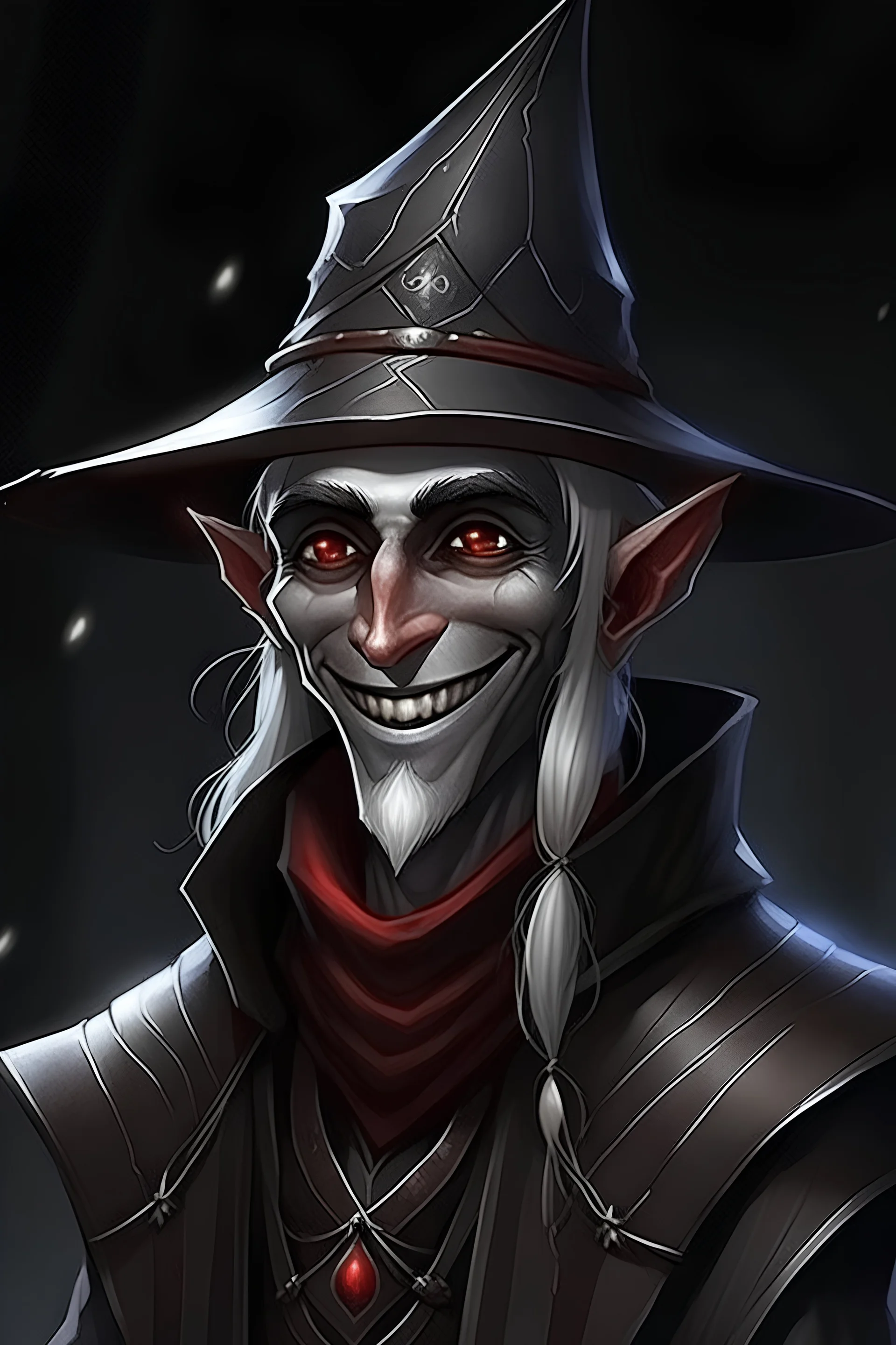 Happy Dark elf wearing simple Christmas leather and hat