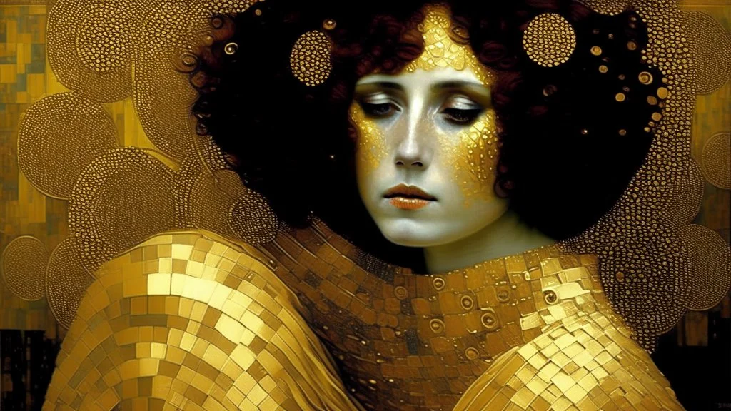 woman dressed in gold, Gustav Klimt style