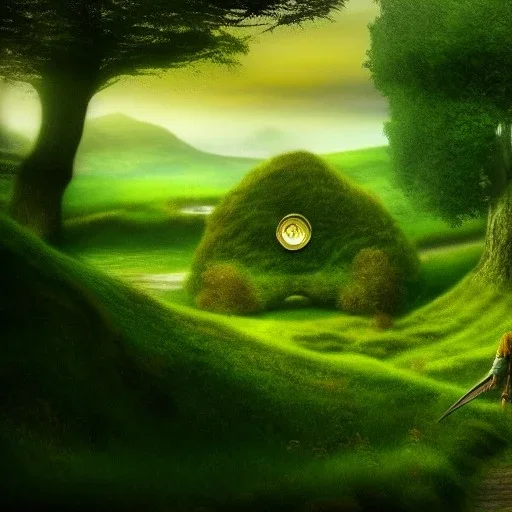 Landscape, lord of the ring, the shire, fantasy, green, Brown, warm