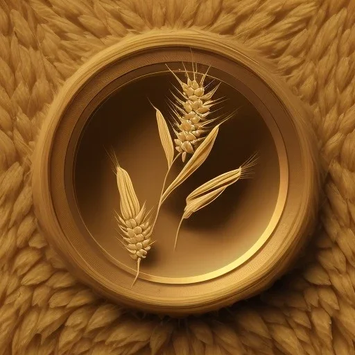 A professional and classic logo of 5 wheat ears, with full details, full HD, voluminous, 3D, symmetrical, 4K, 8K