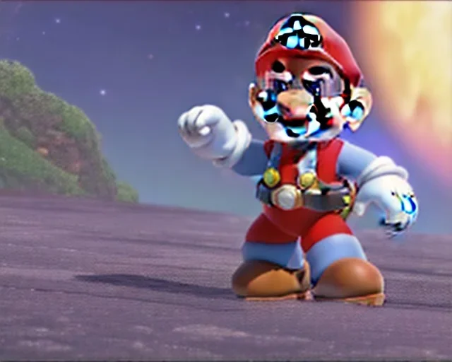 super mario in spacesuit, with planets, 8k, realistic