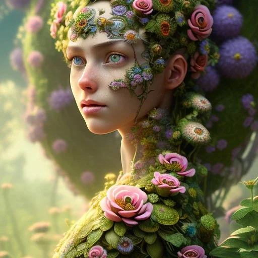 android, flowers, fractal paint, plants, wildflower, character portrait, intricate, insanely detailed, 4k resolution, cinematic smooth, intricate detail, bright colors