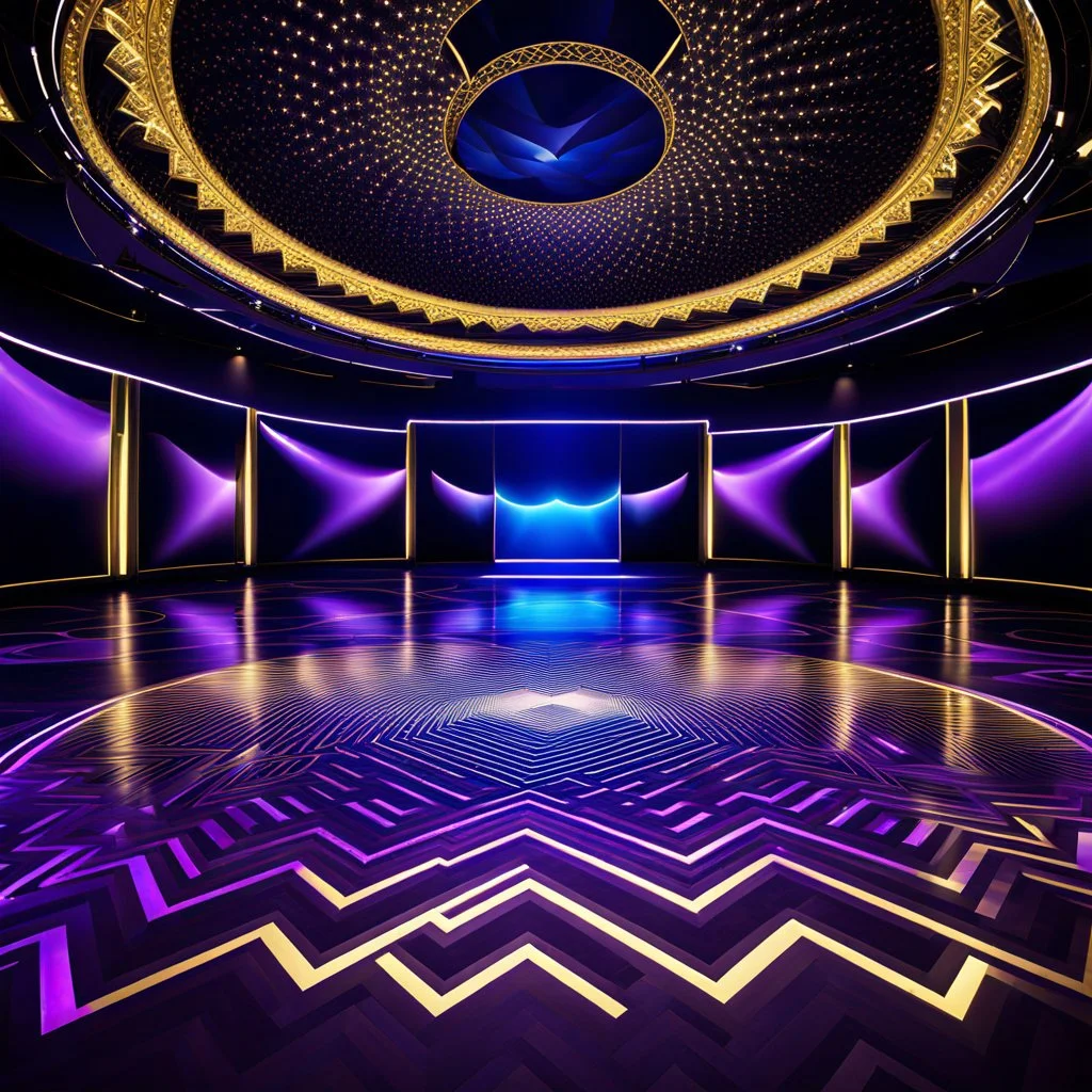 a luxury night club dance stage with nice fractal patterns on floor