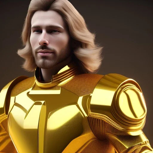 beautiful cosmic golden male, long hair, nice smiling, delicate colors, beautiful glamour galactic golden dress, ultra sharp focus, 8k, unreal engine 5, extremely sharp detail, light effect, soft light atmosphere of a spaceship, smooth, full of details, face in front, complete vision of face and body