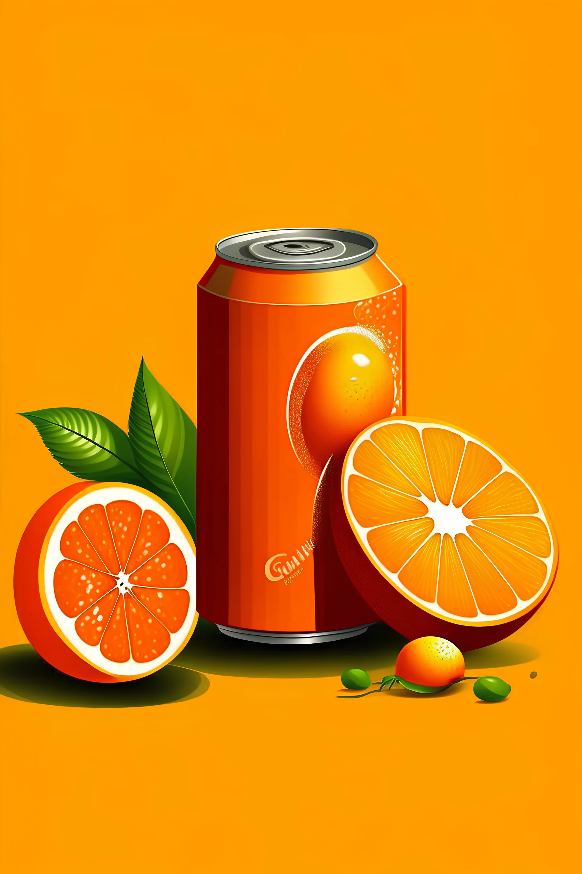 Orange can with illustrations of chillis and a few oranges in HD