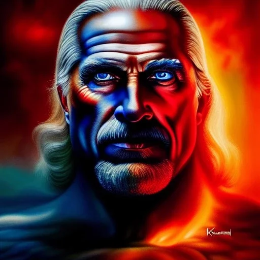 Ultra detailed fullbody Portrait in oil on canvas of Captain Atom ,intense stare,extremely detailed digital painting, extremely detailed face,crystal clear Big eyes, mystical colors ,perfectly centered image, perfect composition, rim light, beautiful lighting,masterpiece,8k, stunning scene, raytracing, anatomically correct, in the style of robert e howard and Ken Kelley and Ohrai Noriyoshi and Simon Bisley and tomzj1