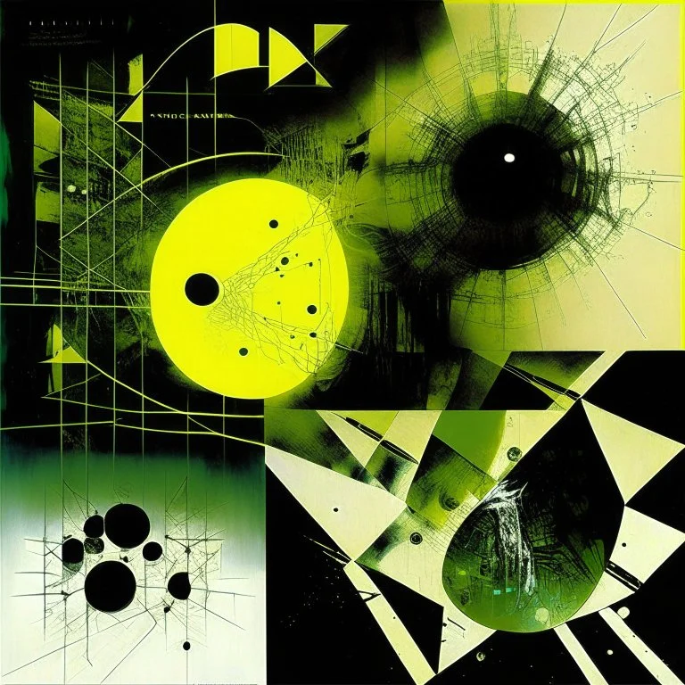 braille regressive overlapping timelines, abstract art vs sci-fi art, by Graham Sutherland and Dave McKean, by Arthur Secunda, mind-bending illustration; album cover art, asymmetric, Braille language glyphs, dark shines geometry