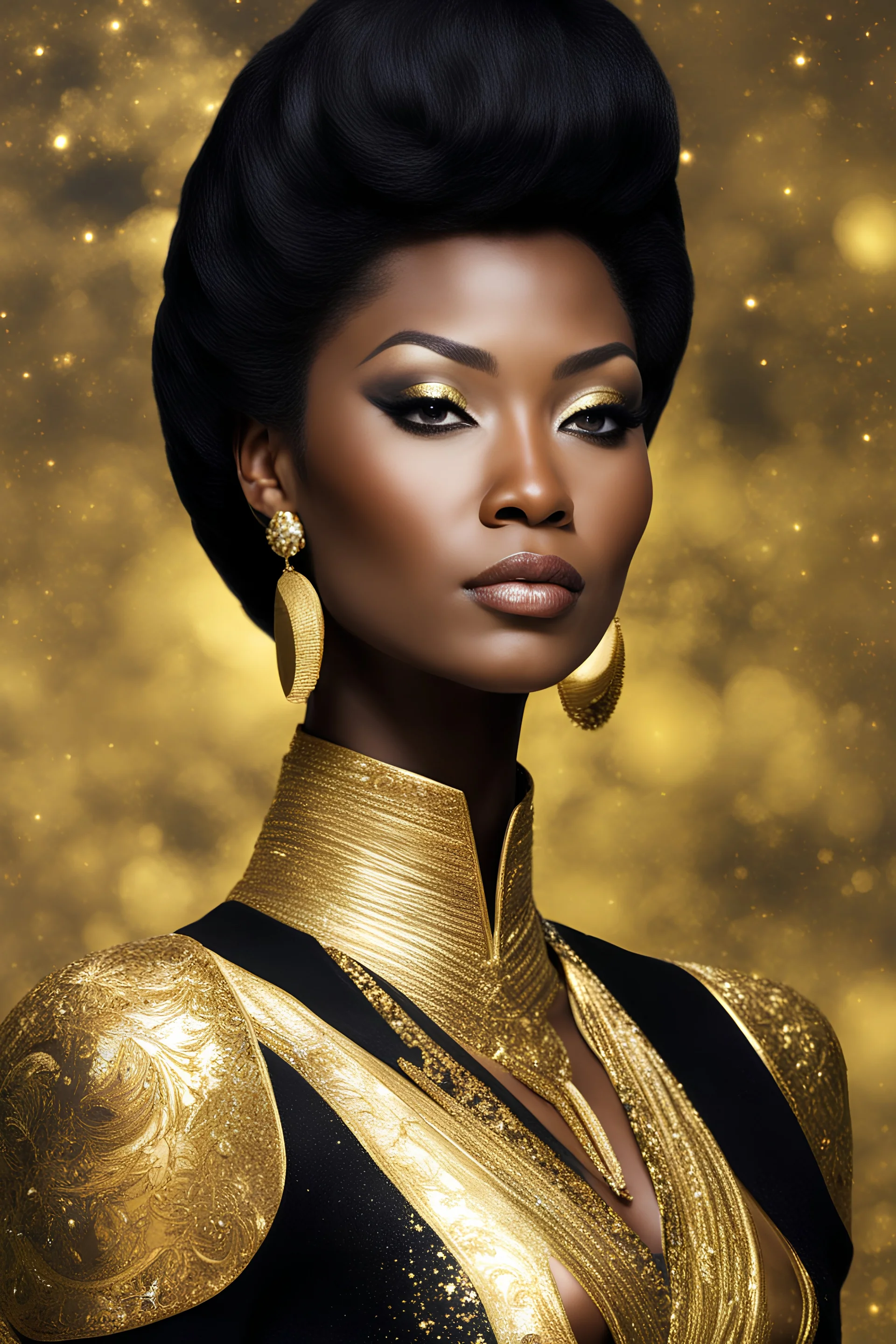 Nyota Uhura in gold and black