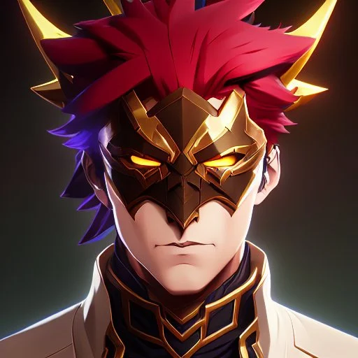 Full body Dragon man with dragon mask over his eyes and forehead, anime art, 12k, full head, full body