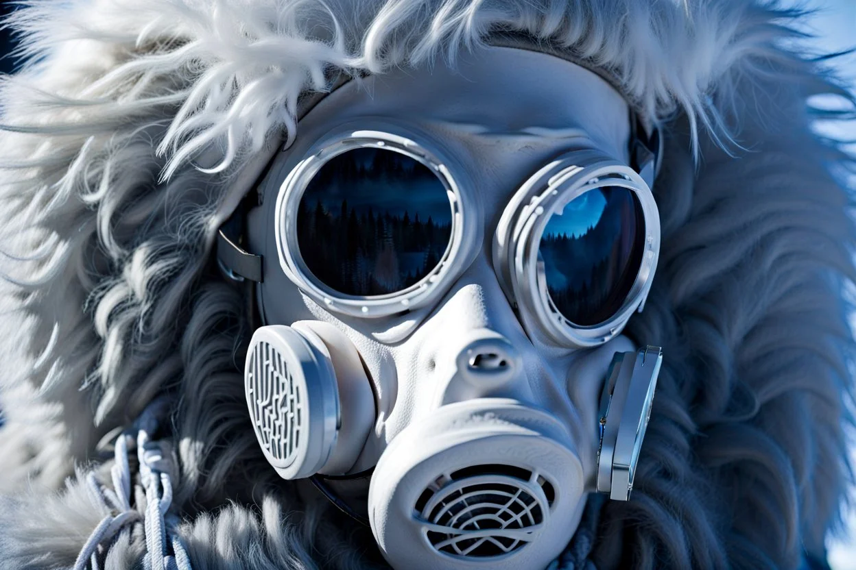 Yeti in elastomeric respirator, Kananaskis Country