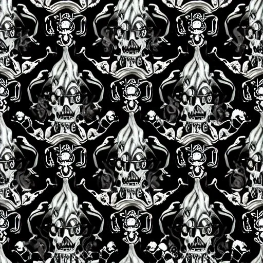 the source of future growth dramatic, elaborate emotive metallic Baroque and Rococo styles to emphasise death as a transcendental, seamless pattern, symmetrical, large motifs, sistine chapel ceiling, 8k image, sharp focus, gothic mothifs and (skulls:1) in rococo style, black metal forge, black colors, perfect symmetry, 3D, no blur, sharp focus, photorealistic, insanely detailed and intricate, cinematic lighting, Octane render, epic scene, 8K