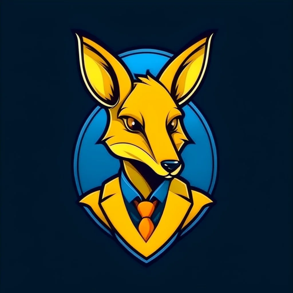 Kangaroo Mascot Logo in the style of 1997 pop culture, Fancy, Professional, Hotel Logo, ralph lauren look-alike.