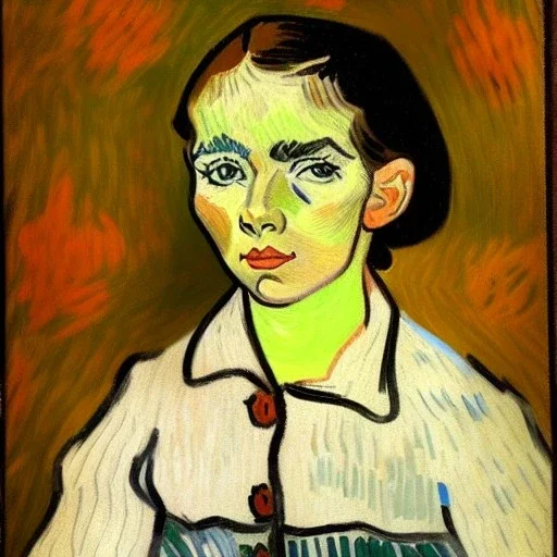 retrato de una niña llamada Dalia Santiago Arnau con el estilo de Vincent van Gogh