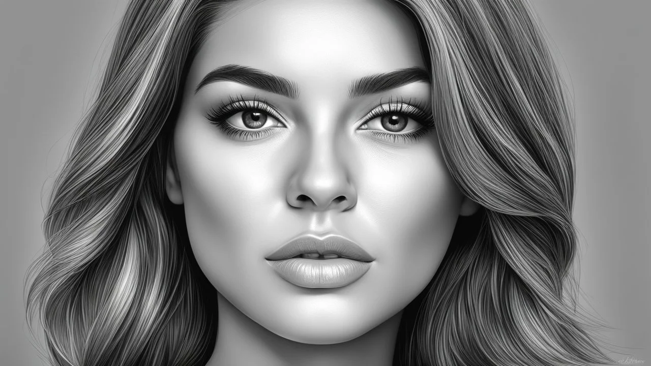 woman, vector pencil drawing, 3d, 64k, high resolution, high detail, computer graphics, hyperrealism, f/16, 1/300s. digital painting,