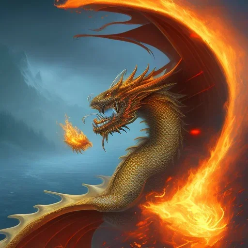 Fire dragon flying