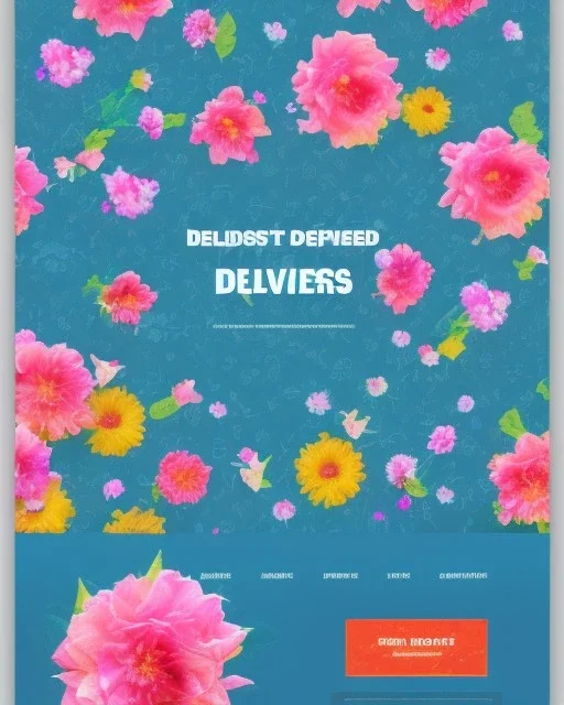 flowers delivery website landing page design with a burst of colors and hyper details, sharp background, --a:2