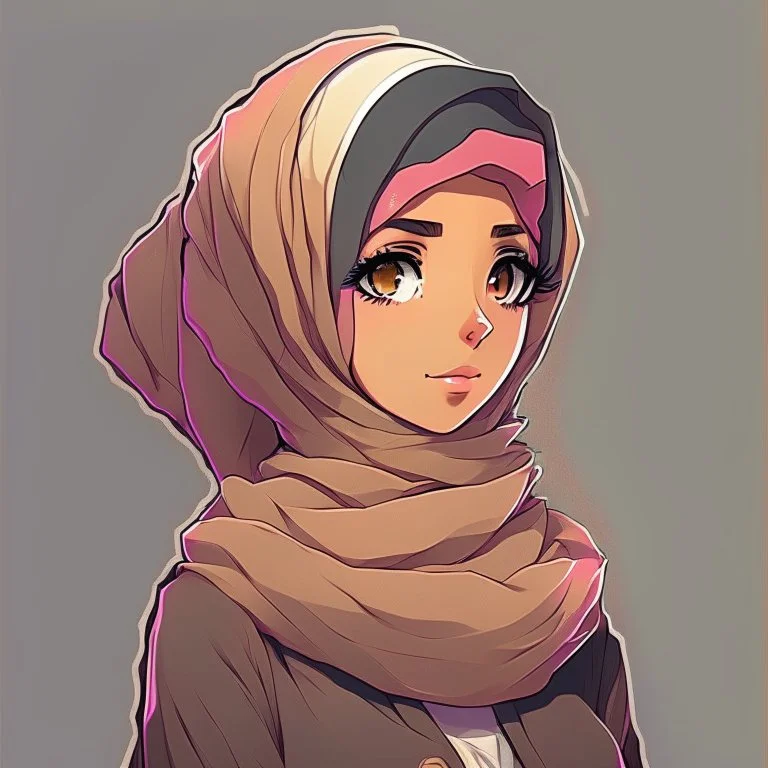 A hejab girl , vectorized , anime , 8k