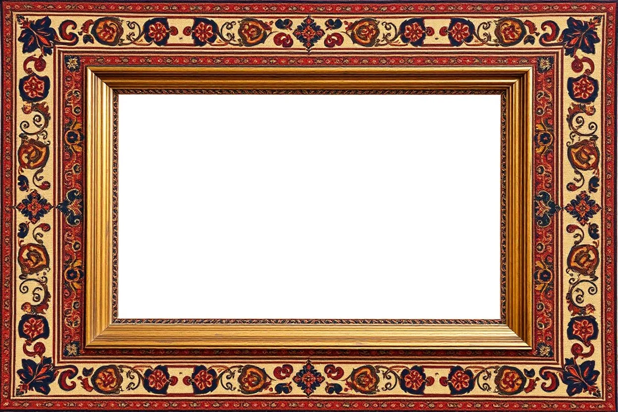 empty photo frame persian art no background