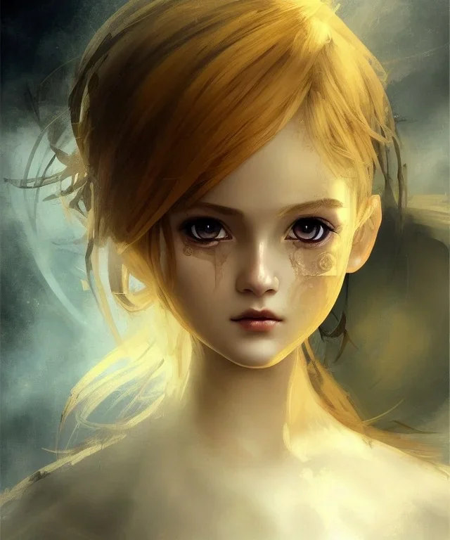 baroque oil painting, anime character concept art, detail acrylic palette knife, intricate, golden ratio, elegant, sharp focus, illustration, detailed eyes, concept art, matte, masterpiece, face portrait of a young and cute ukrainian girl, au naturel, adorable, round face, slightly smiling, art by charlie bowater